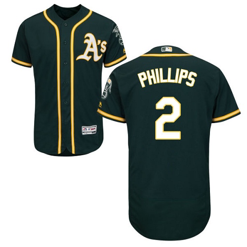 Athletics #2 Tony Phillips Green Flexbase Authentic Collection Stitched MLB Jersey